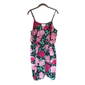 Elle Floral Dress Size L Short Casual Spaghetti Strap Pullover Women's Maroon